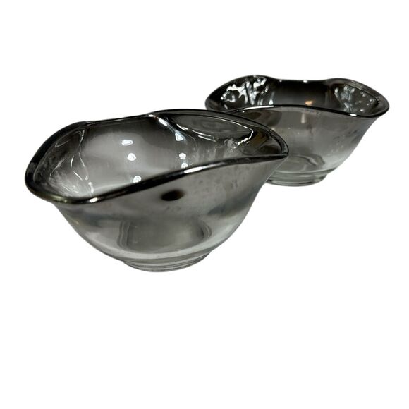 Pair Vintage MCM Dorothy Thorpe Mercury Silver Fade Ombré Dip Snack Fruit Bowls - Picture 1 of 8